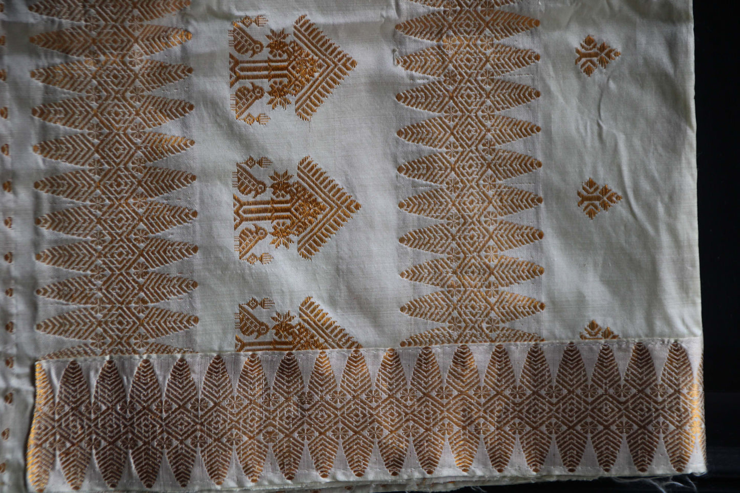 Cream Mekhela Chadar with Gold work