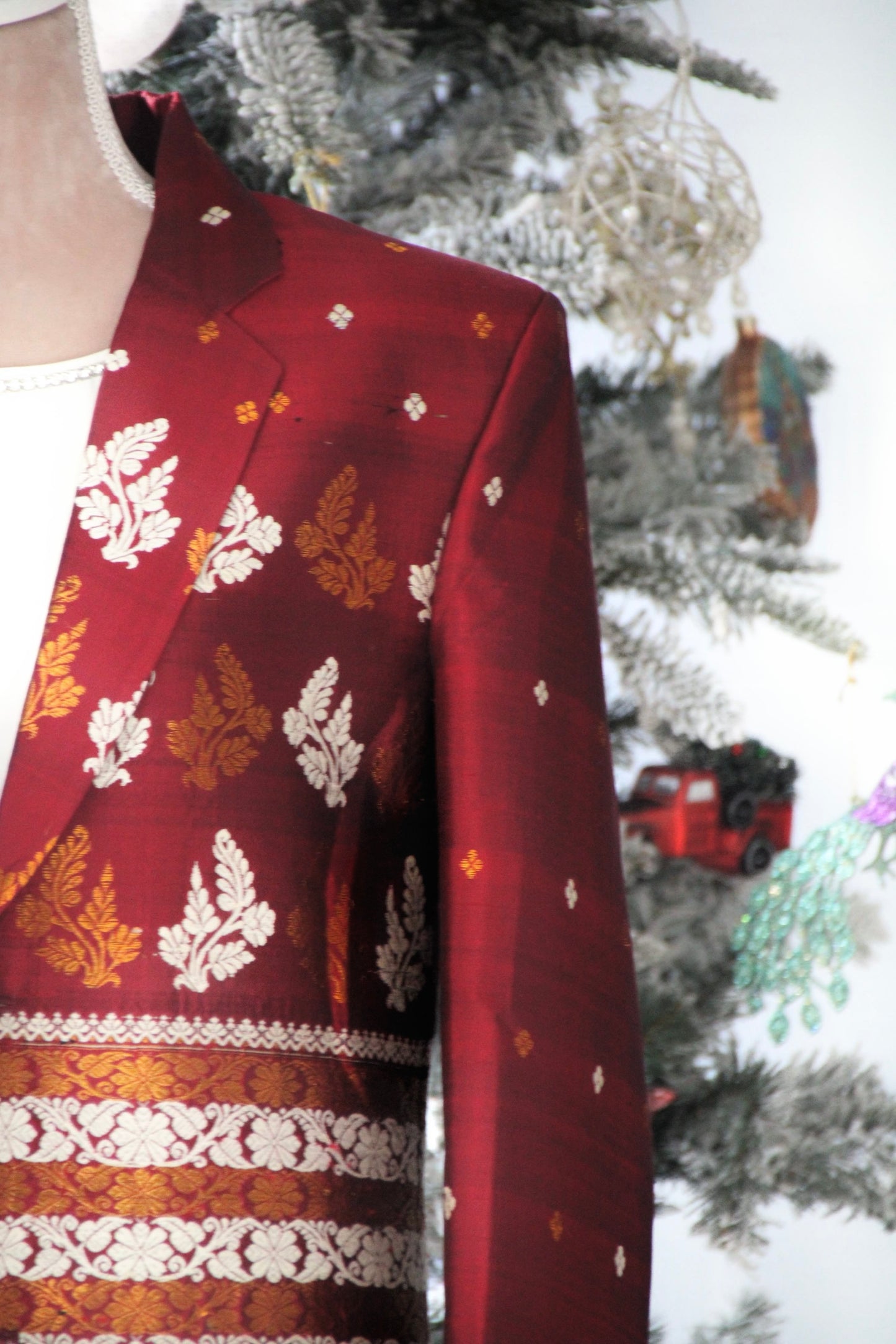 Maroon Assam silk coat