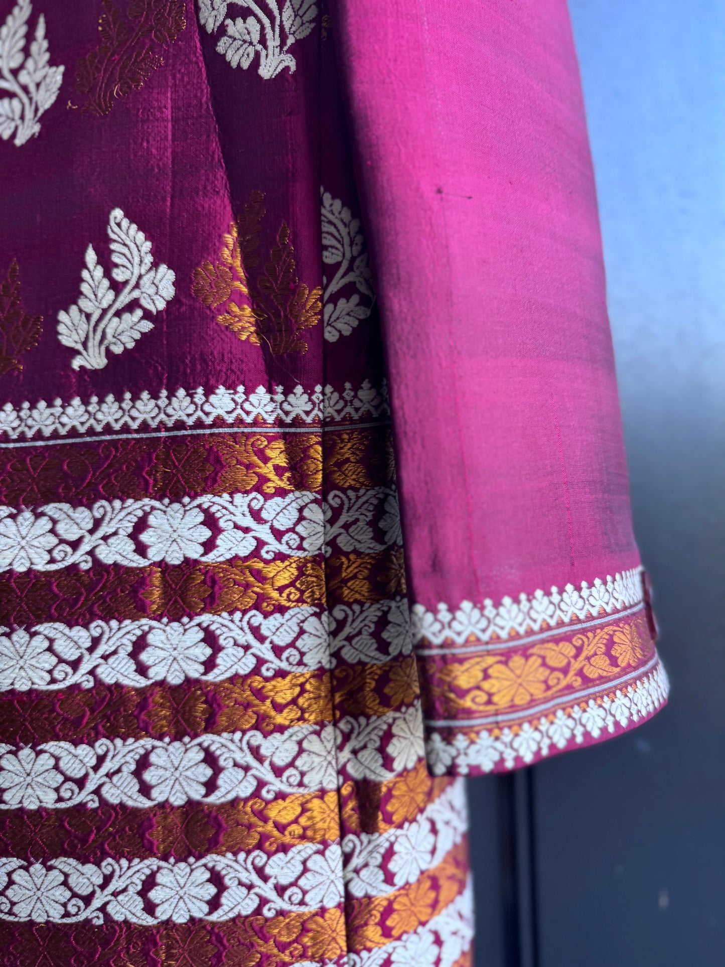 Maroon Assam silk coat