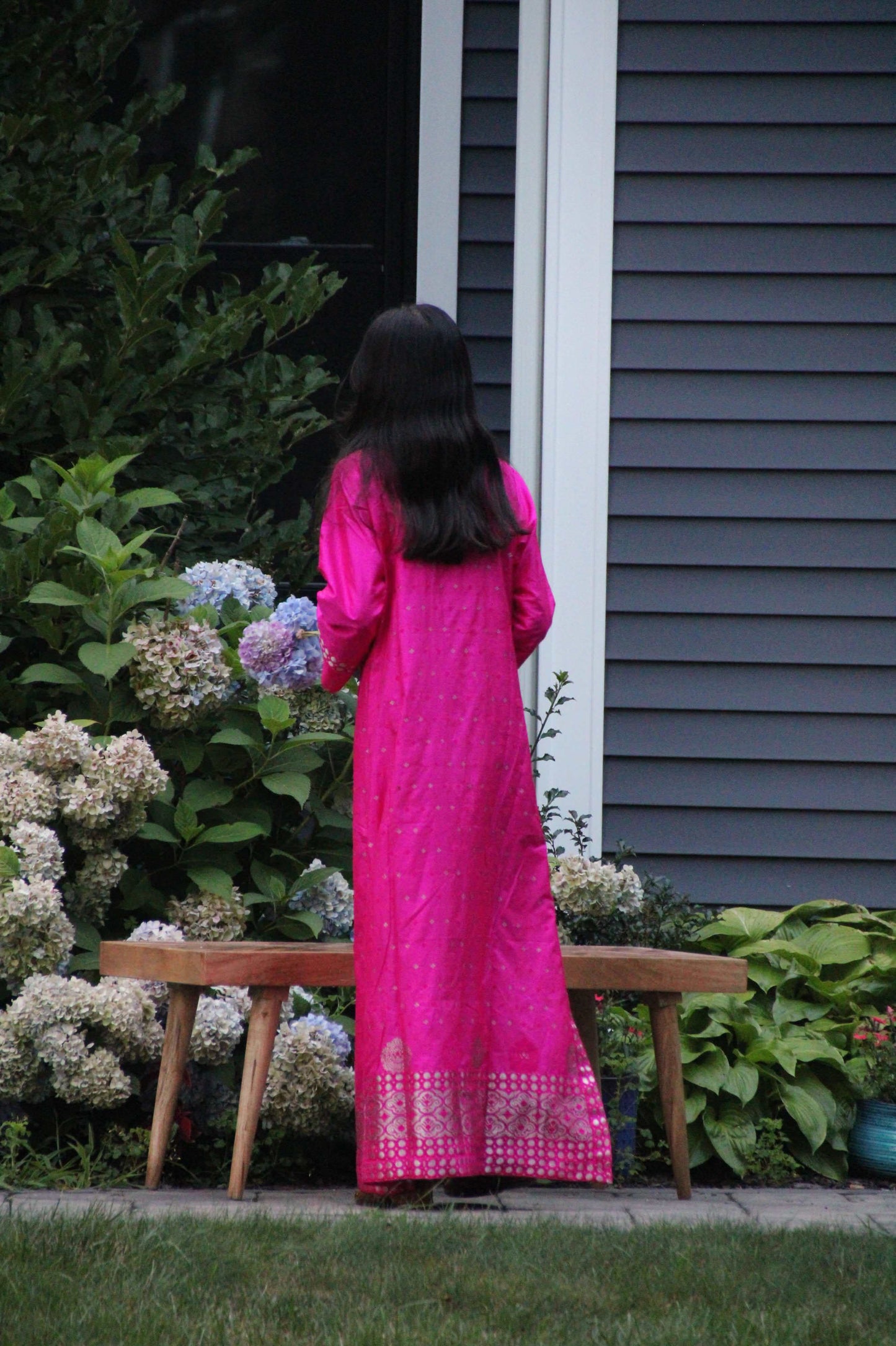 Pink Gown Style side slit Kurta