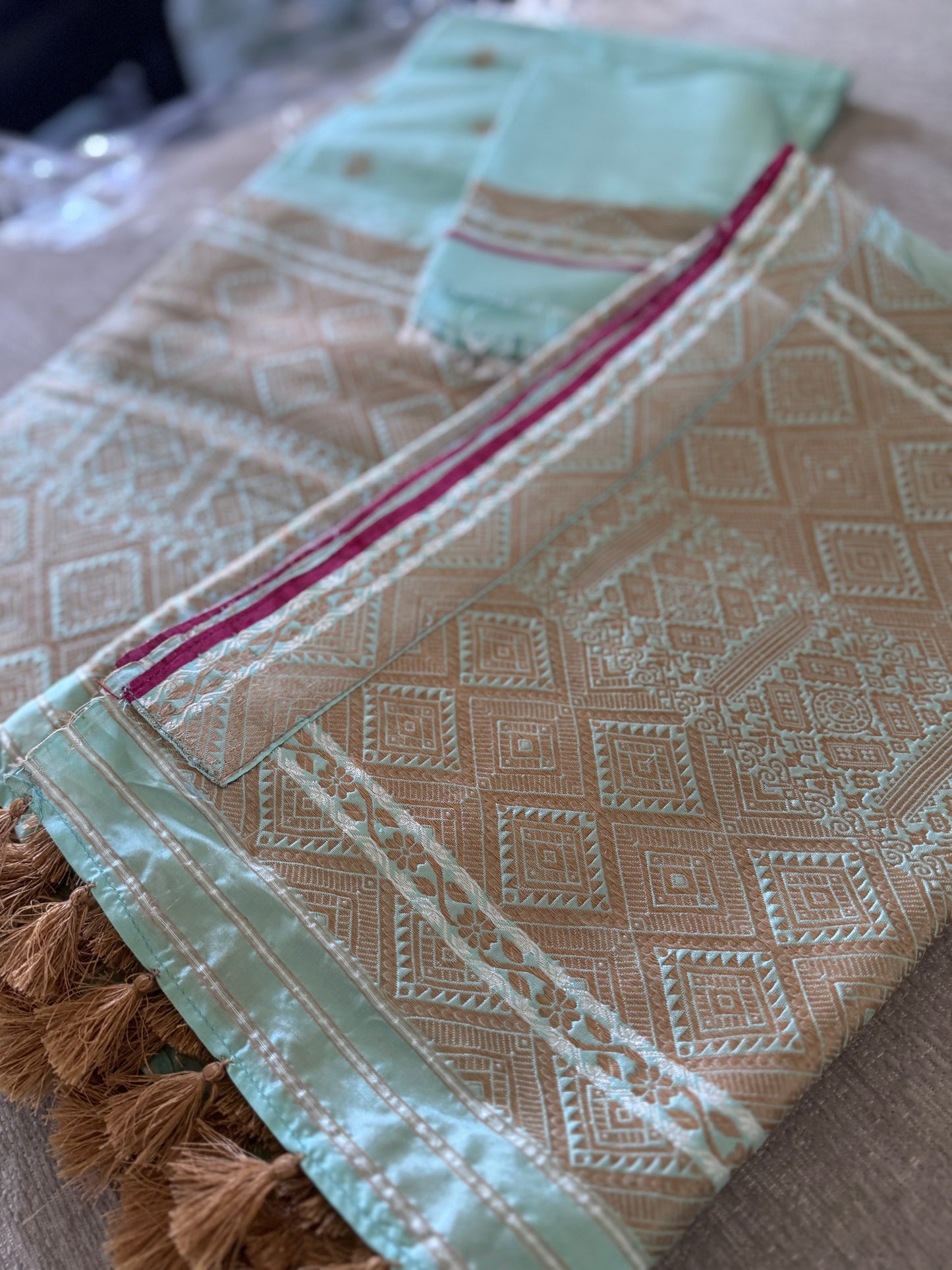 A pure mulberry silk or pat silk Mekhela Chadar